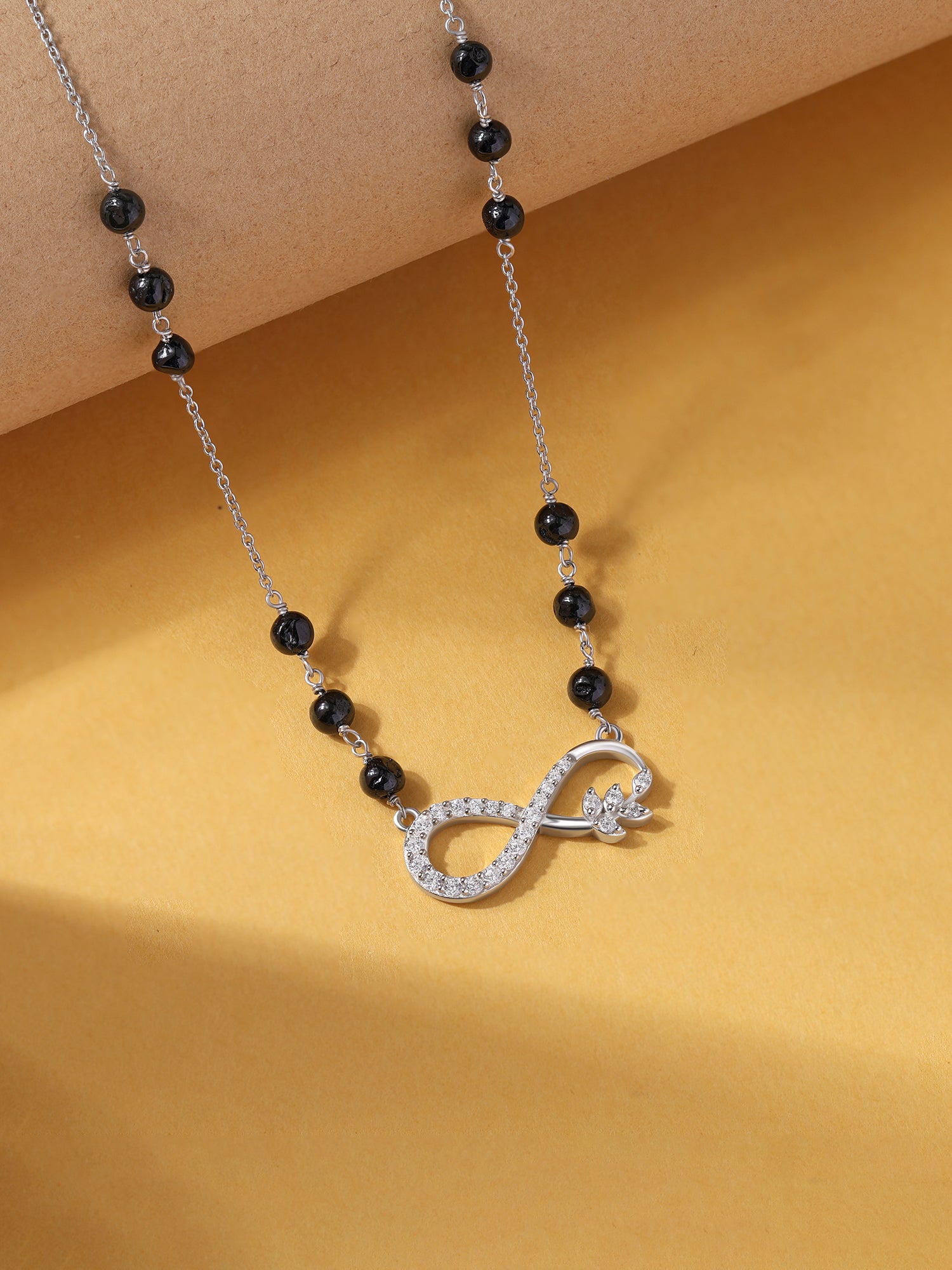 Silver American Diamond Infinity Mangalsutra