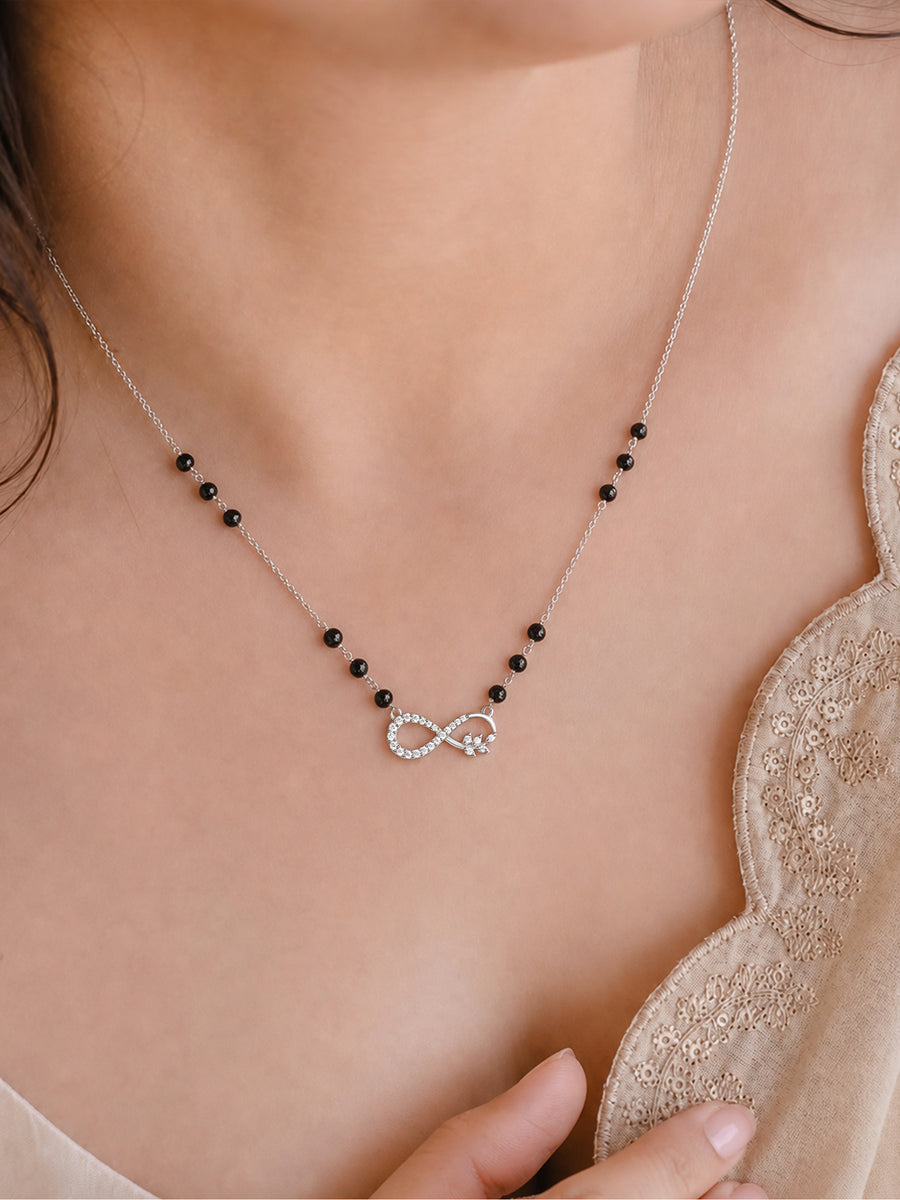 Silver American Diamond Infinity Mangalsutra