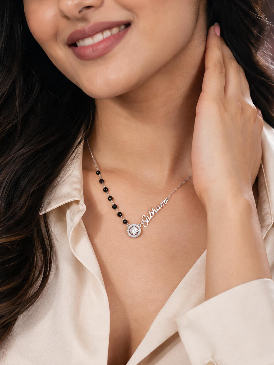Personalised Silver American Diamond Name Mangalsutra