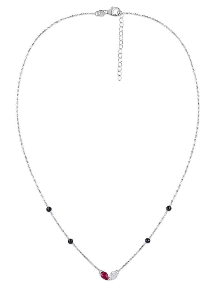 Silver Ruby CZ American Diamond Pendant Mangalsutra