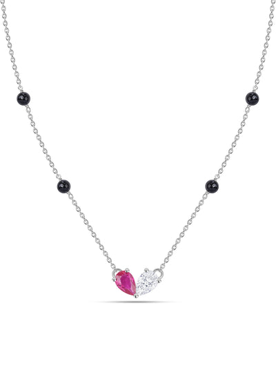 Ruby CZ Toi et Moi Silver Mangalsutra