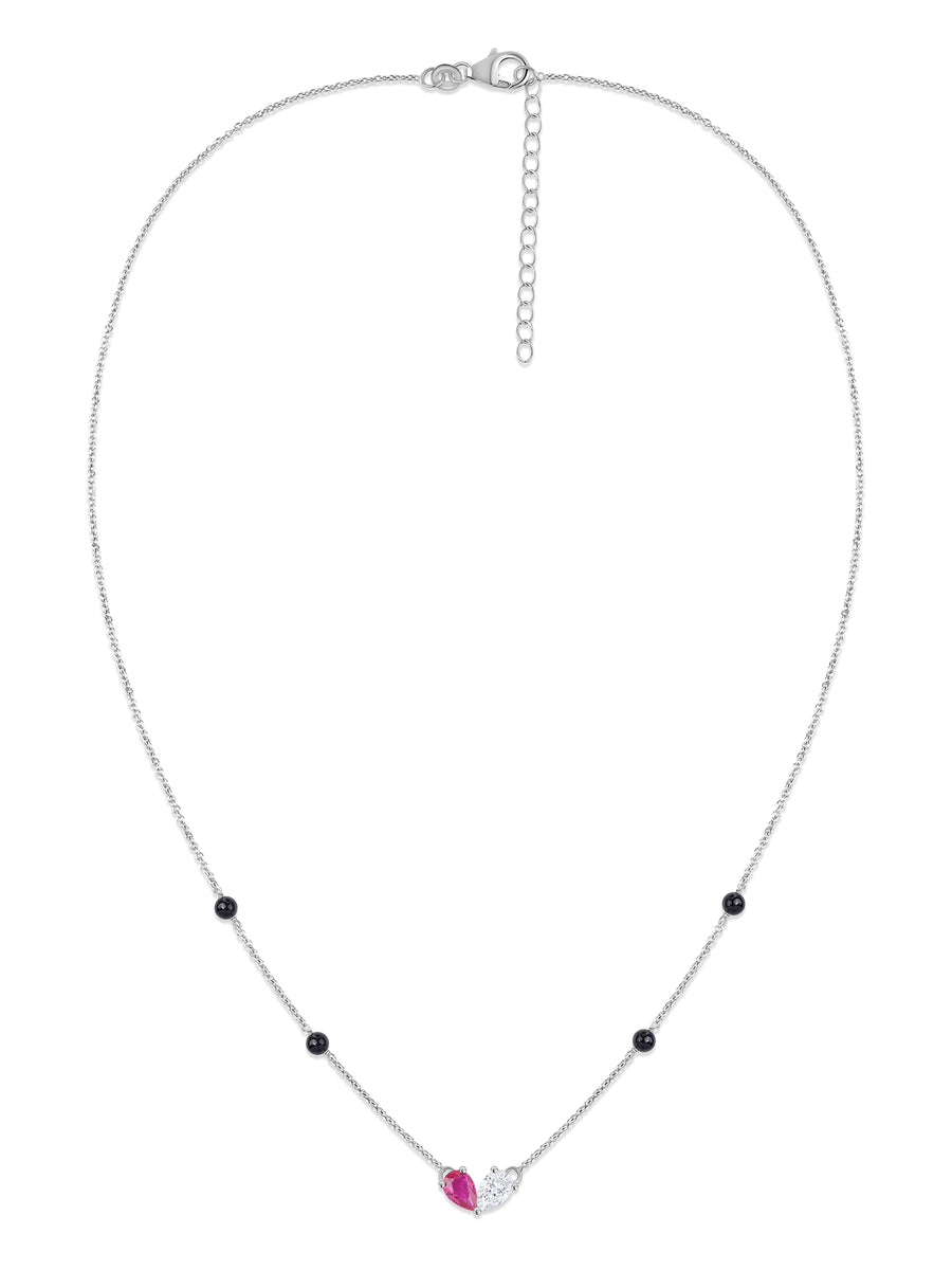 Ruby CZ Toi et Moi Silver Mangalsutra