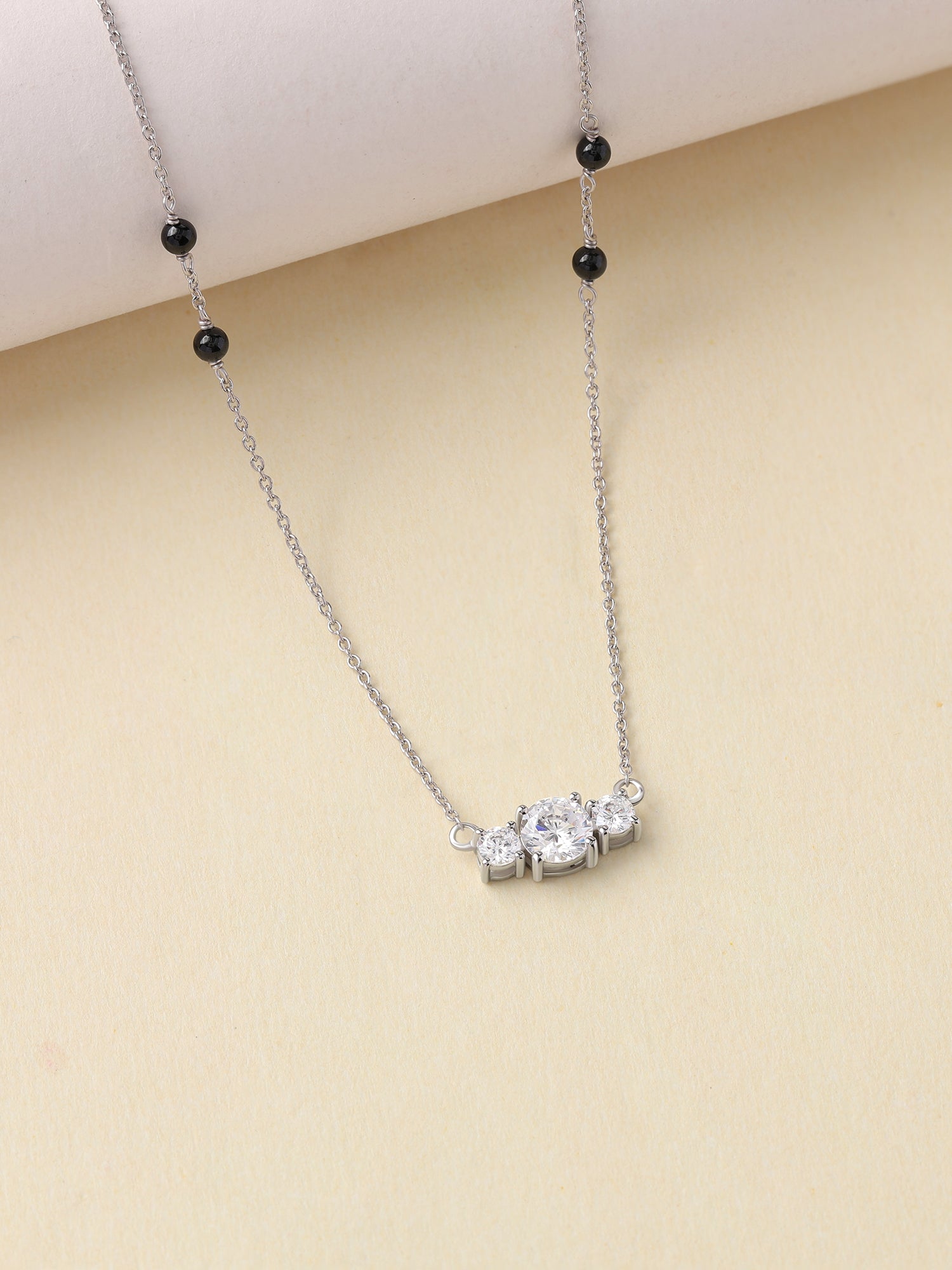 American Diamond Trio Silver Mangalsutra