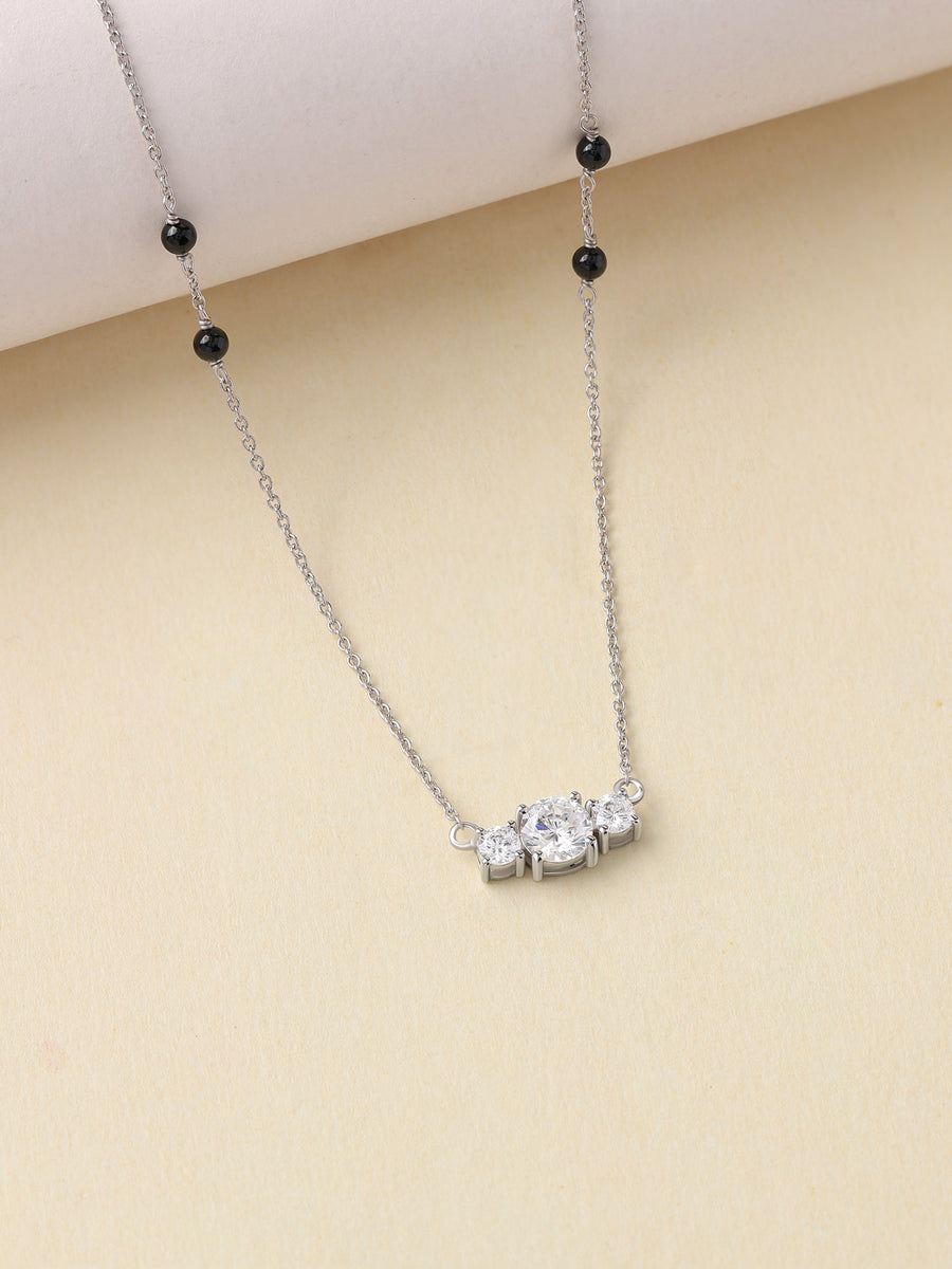 American Diamond Trio Silver Mangalsutra