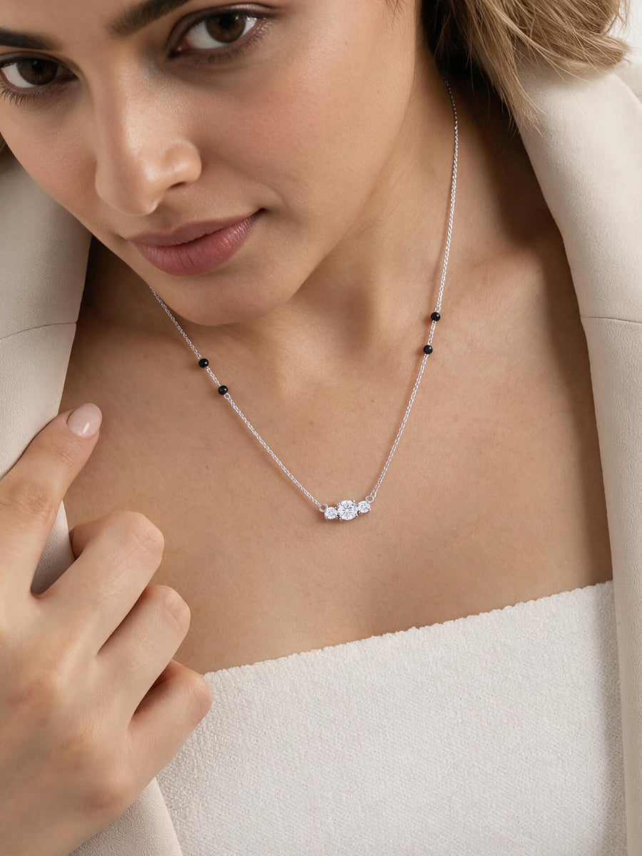 American Diamond Trio Silver Mangalsutra