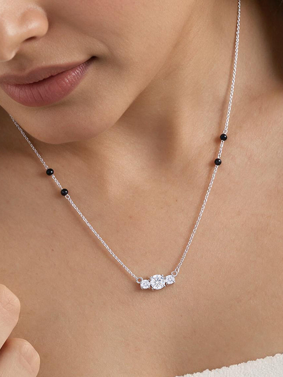American Diamond Trio Silver Mangalsutra