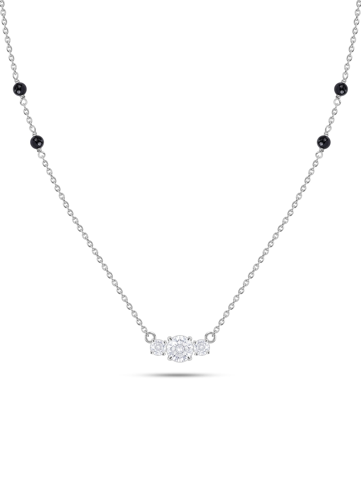 American Diamond Trio Silver Mangalsutra