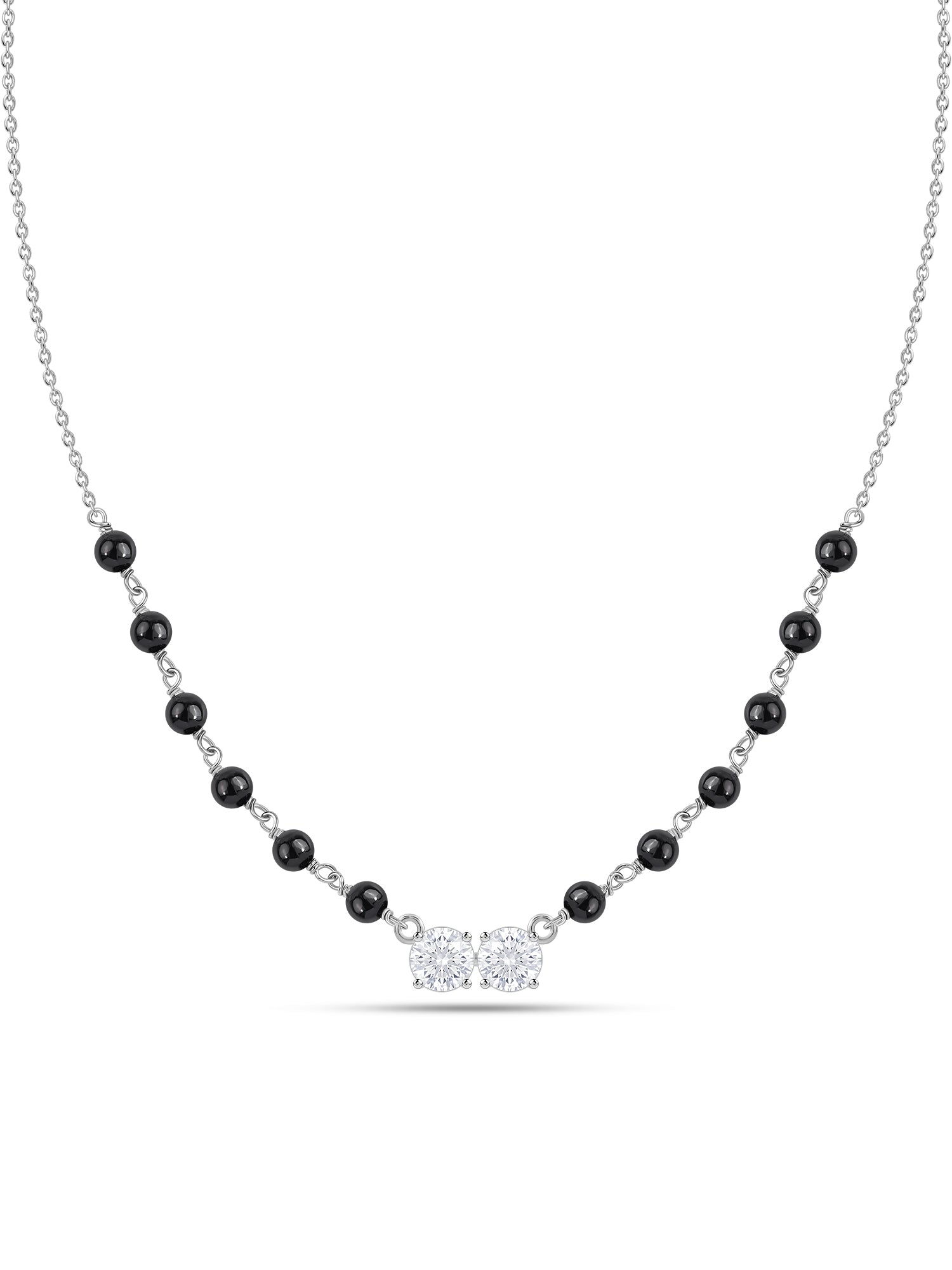 Silver American Diamond Twin Round Mangalsutra