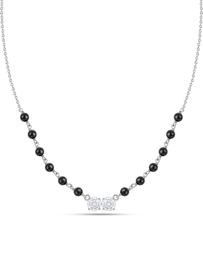 Silver American Diamond Twin Round Mangalsutra