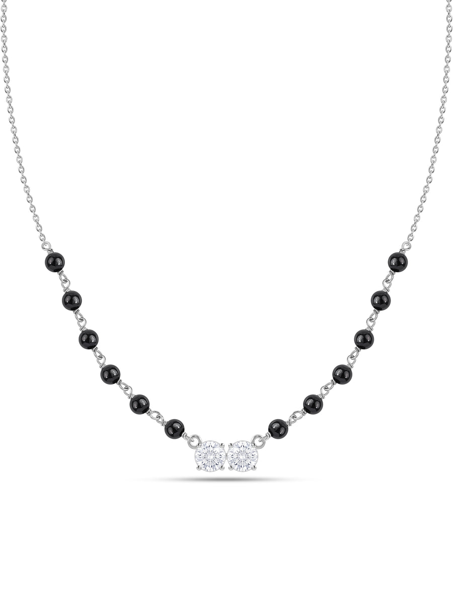 Silver American Diamond Twin Round Mangalsutra