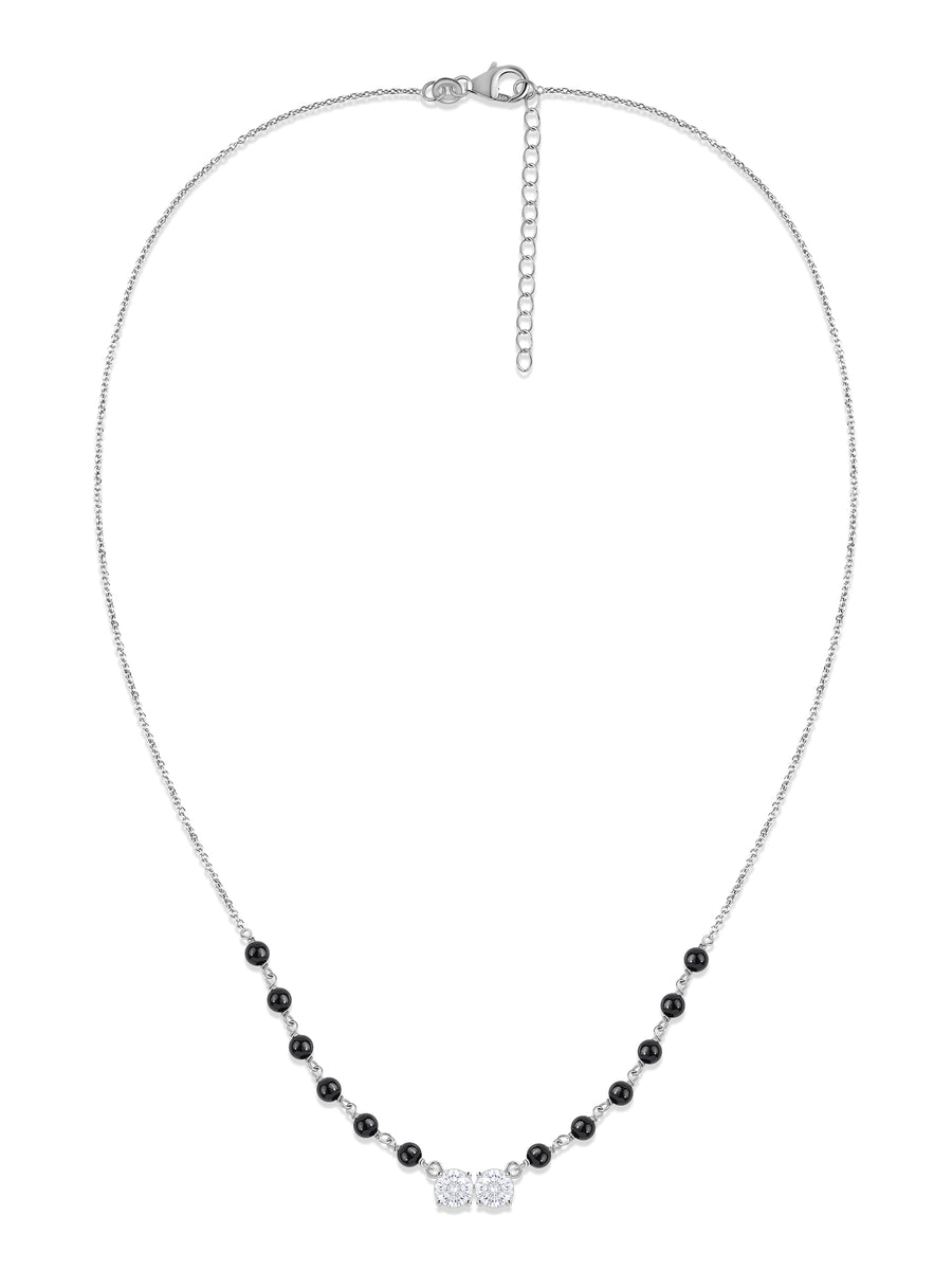 Silver American Diamond Twin Round Mangalsutra