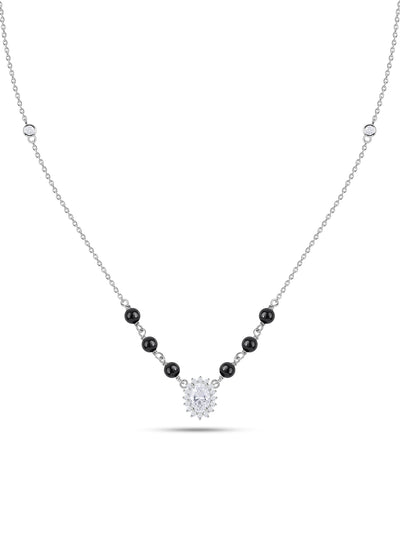 Silver Oval Cluster American Diamond Mangalsutra