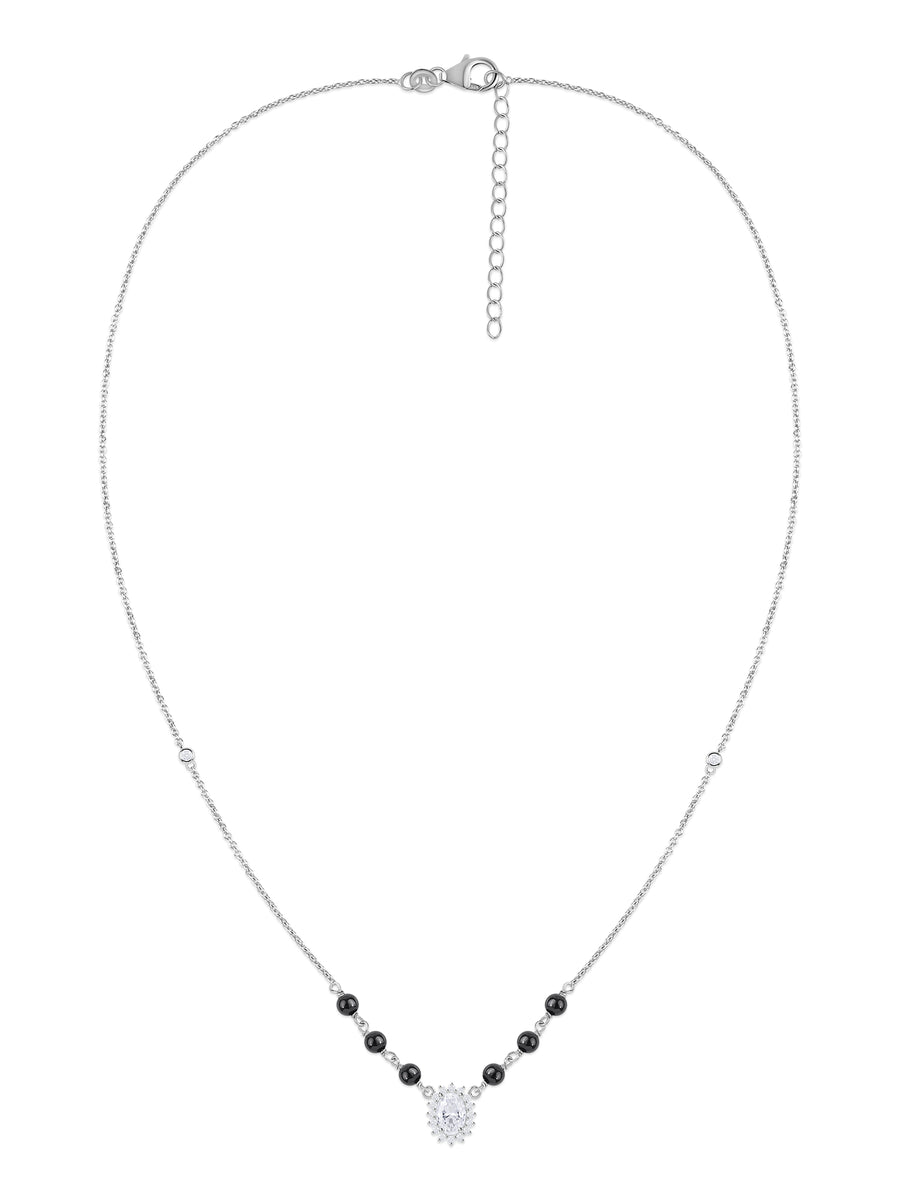 Silver Oval Cluster American Diamond Mangalsutra