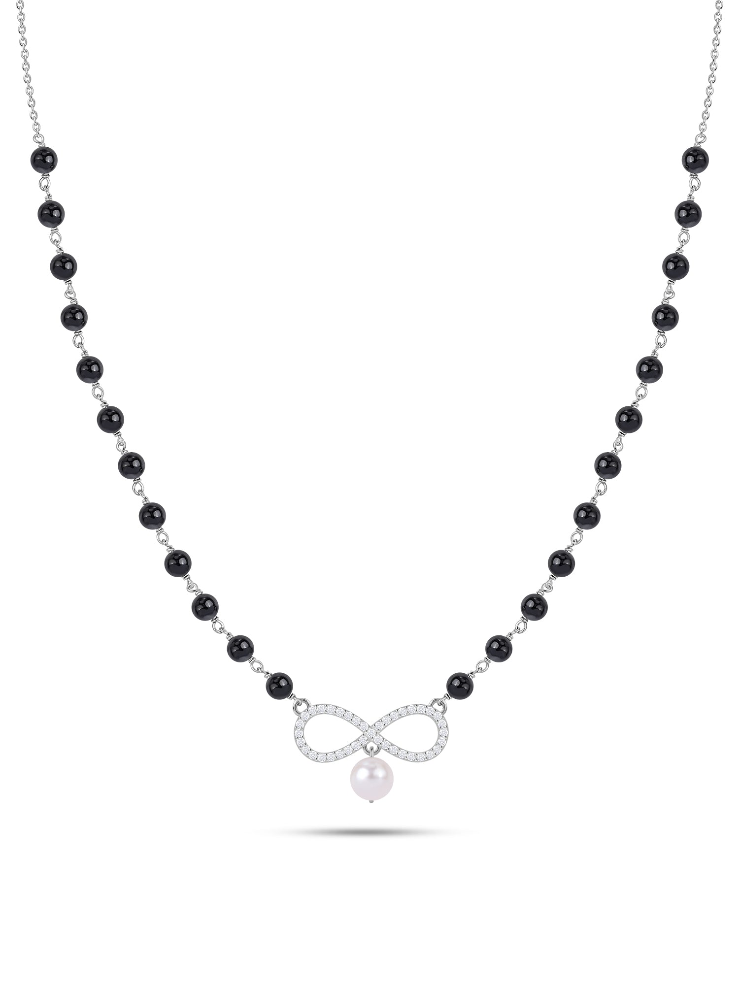 Silver American Diamond Infinity Pearl Mangalsutra