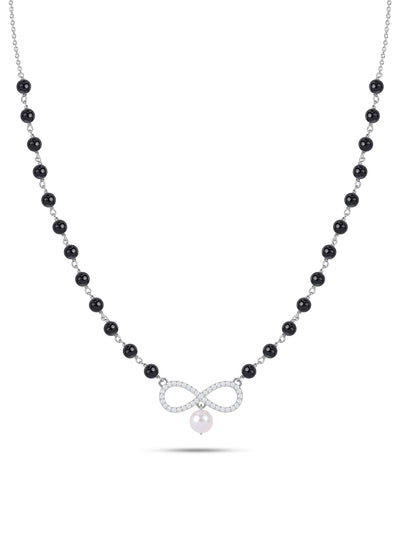 Silver American Diamond Infinity Pearl Mangalsutra