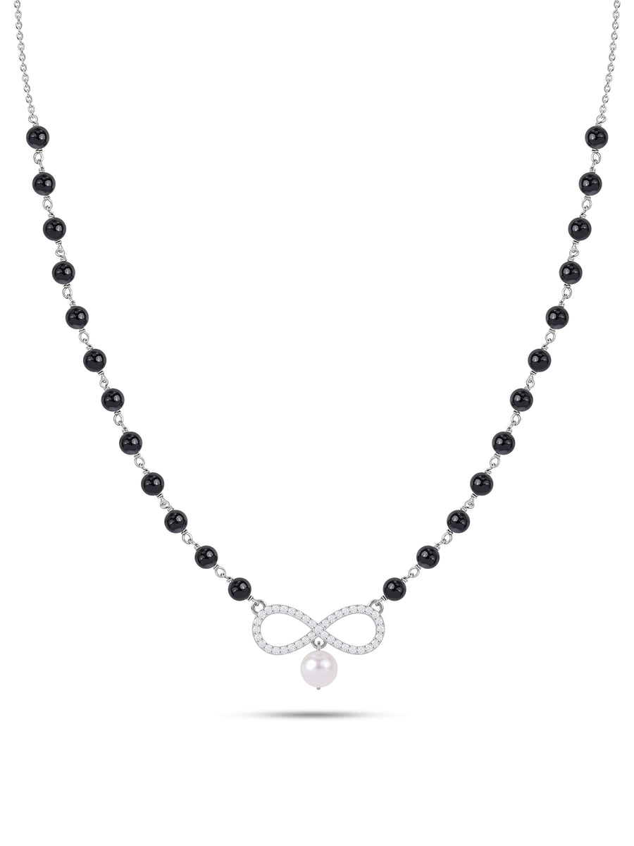 Silver American Diamond Infinity Pearl Mangalsutra