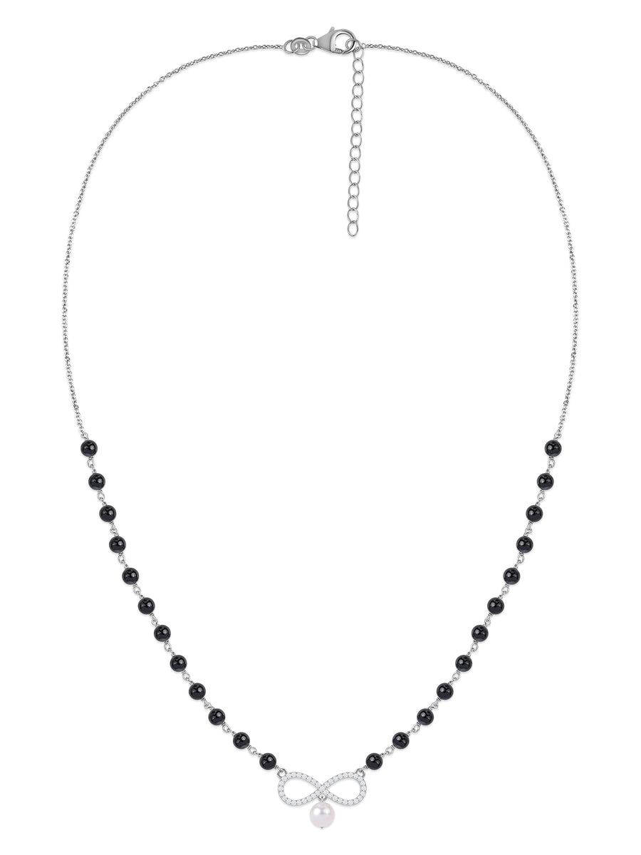 Silver American Diamond Infinity Pearl Mangalsutra