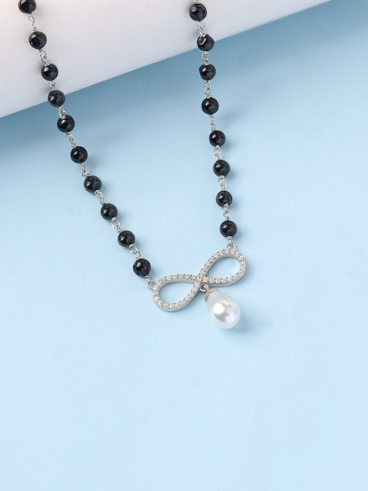 Silver Teardrop Pearl Infinty Mangalsutra