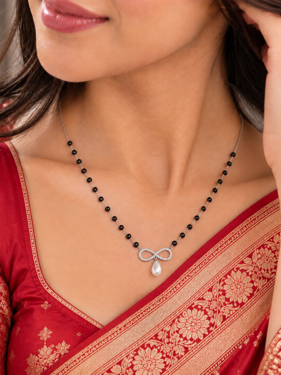 Silver Teardrop Pearl Infinty Mangalsutra