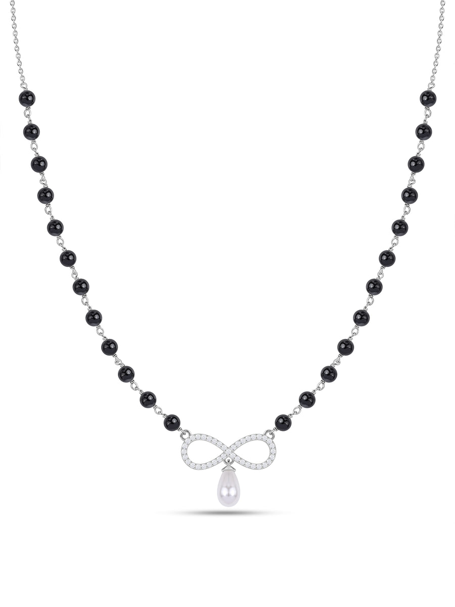 Silver Teardrop Pearl Infinty Mangalsutra