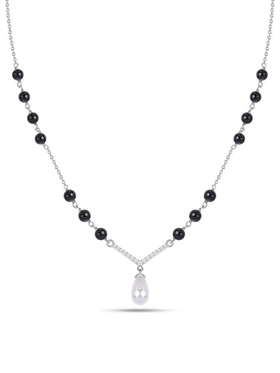 Silver American Diamond Pearl Drop Mangalsutra
