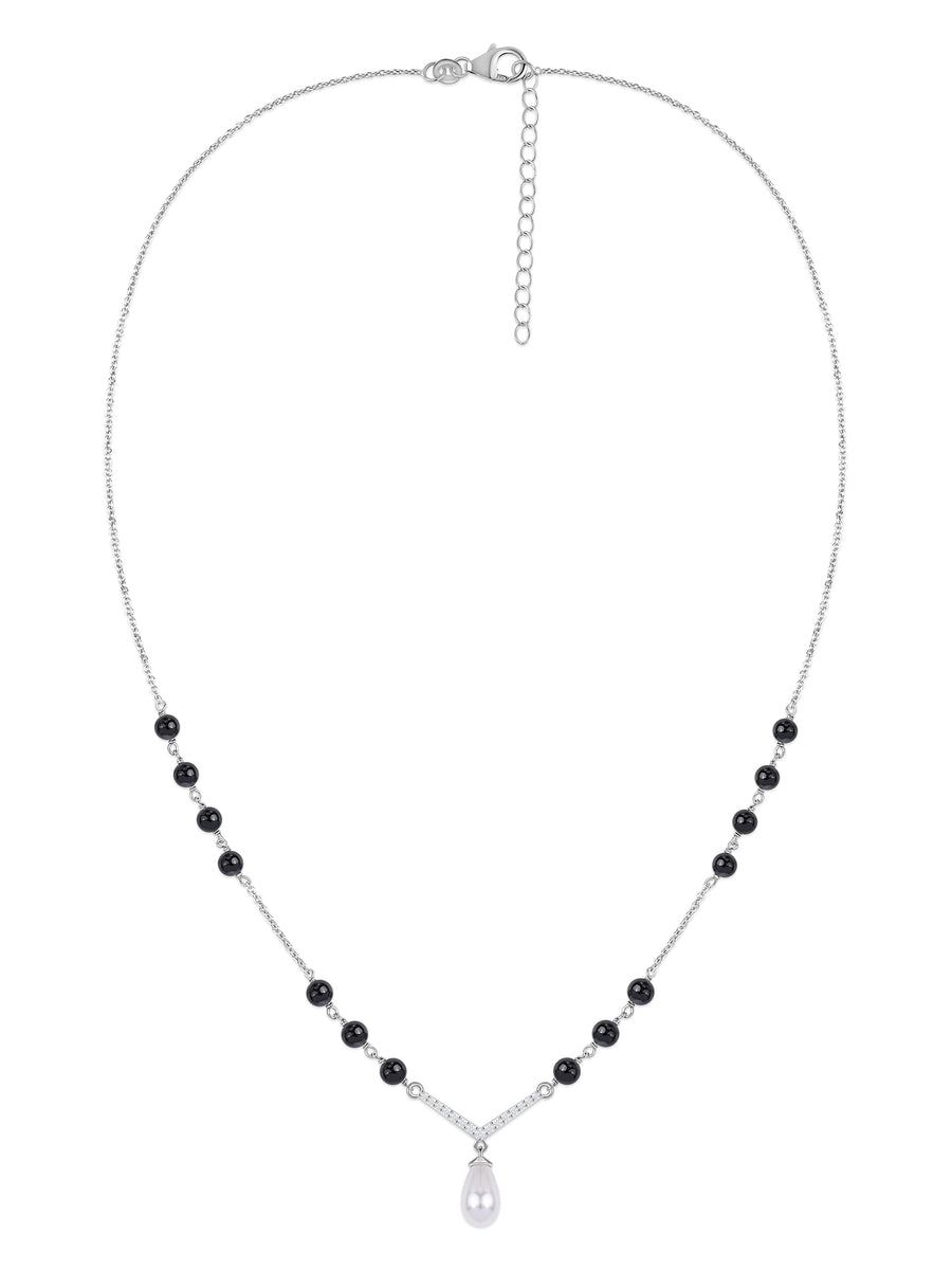 Silver American Diamond Pearl Drop Mangalsutra