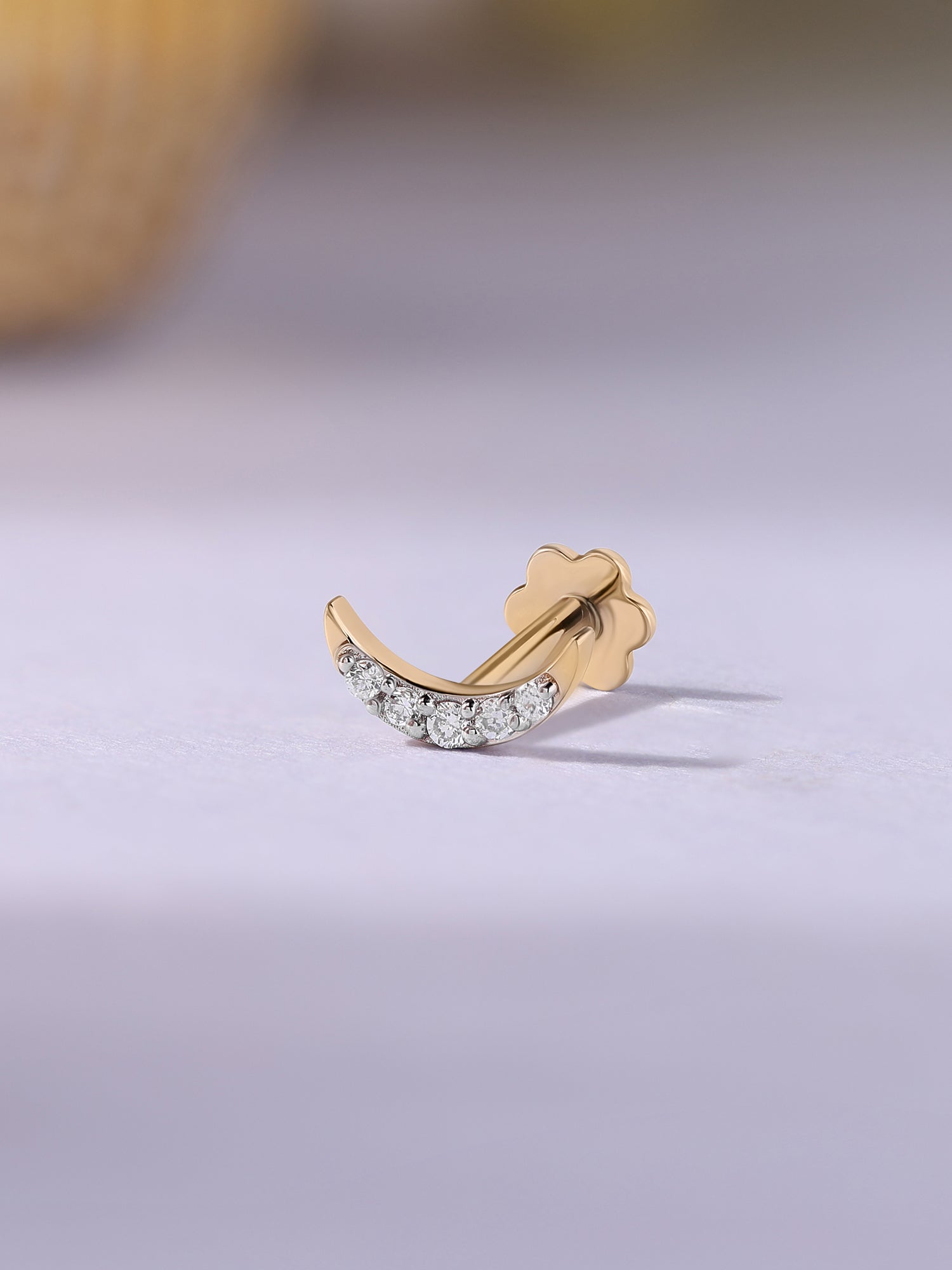 Crescent Moon Lab Grown Diamond Nose Pin