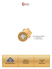 Ornate Solitaire Gold Nose Pin