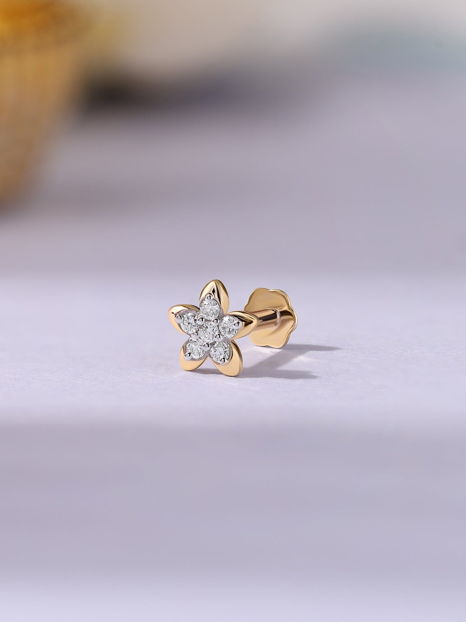 Ornate Stars Lab Diamond Nose Pin