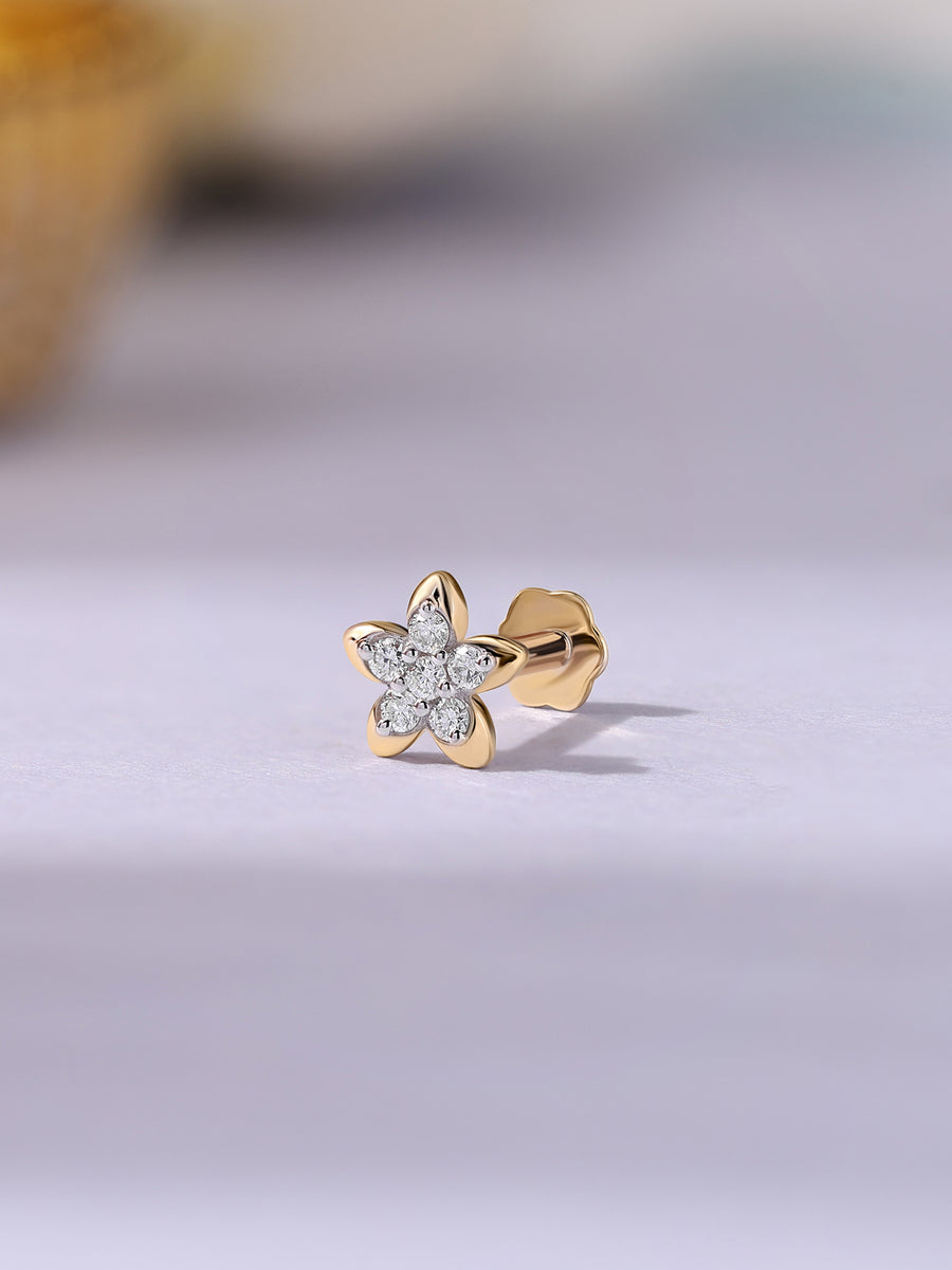 Ornate Stars Lab Diamond Nose Pin