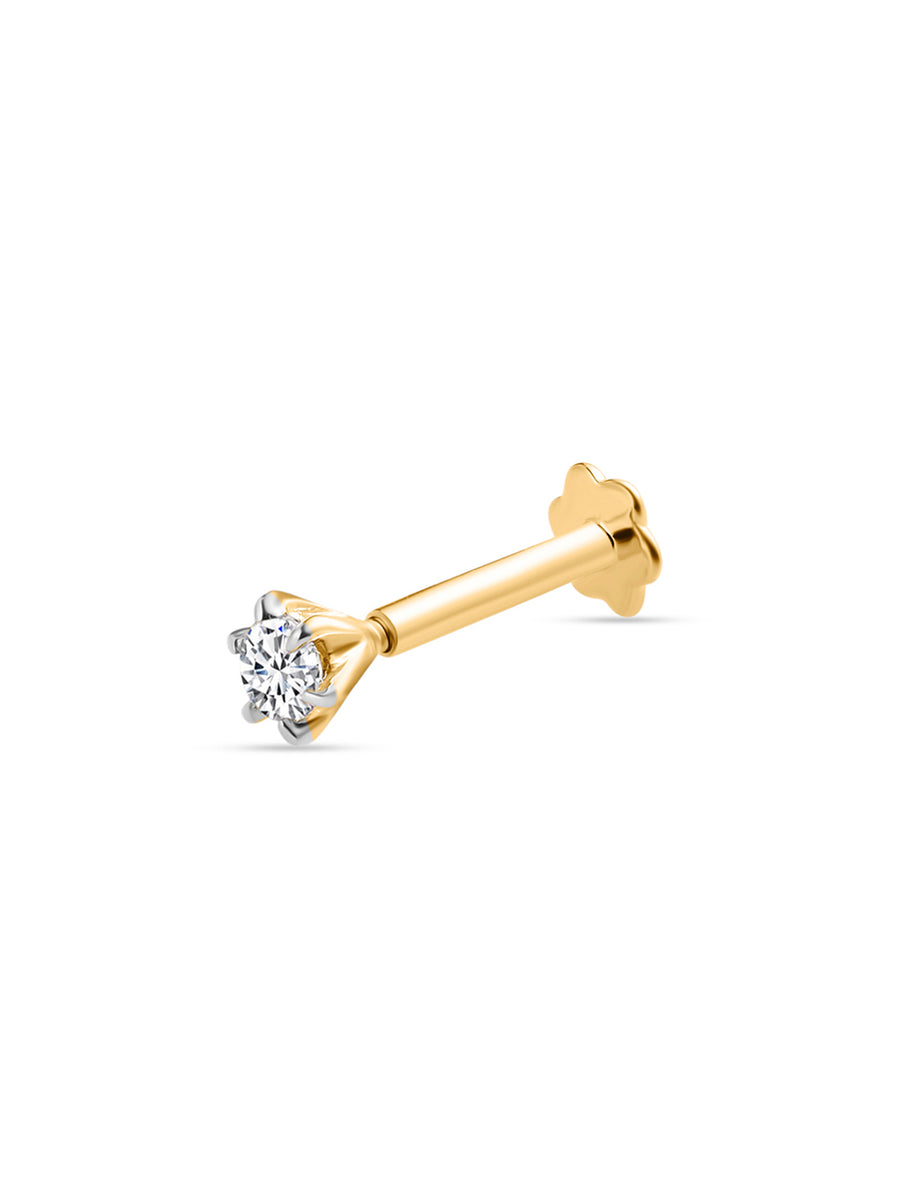 Shop Ct Gold Solitaire Diamond Nose Pin – Ornate Jewels