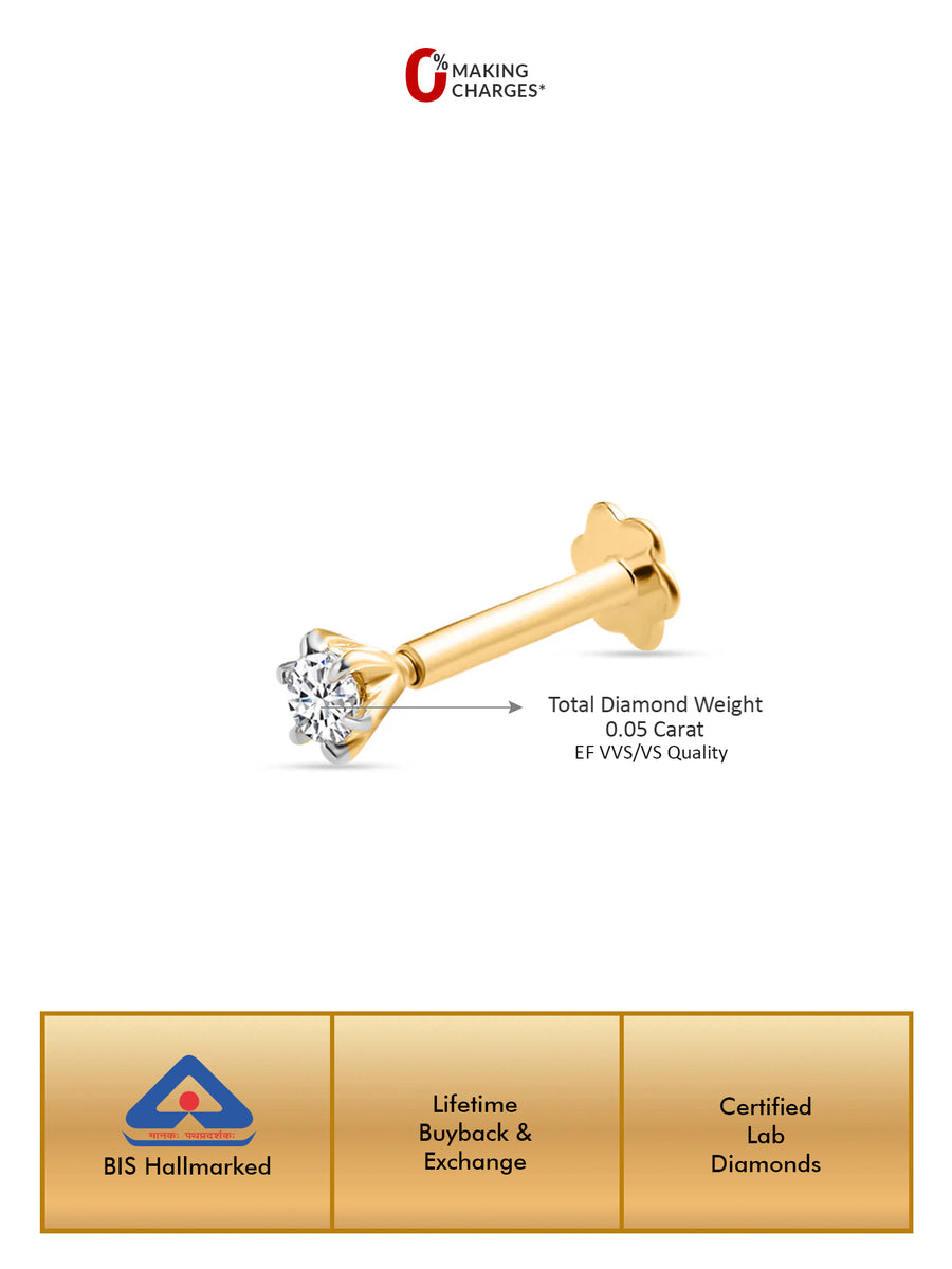 Lab Grown 0.05 Carat Diamond Nose Pin