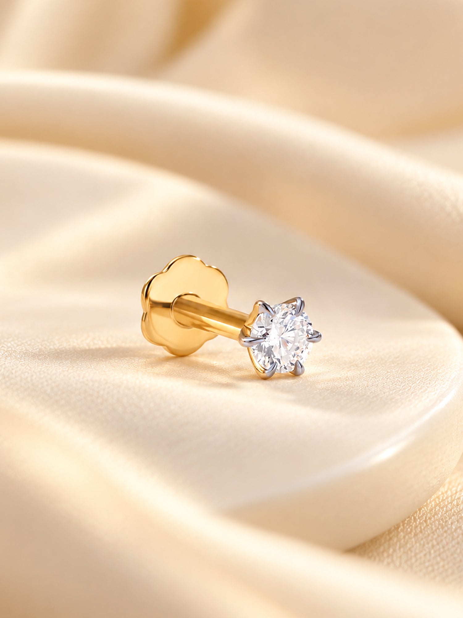 0.05 Ct Lab Grown Diamond Solitaire Gold Nose Pin