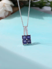 Natural Blue Sapphire Gold Pendant With Chain