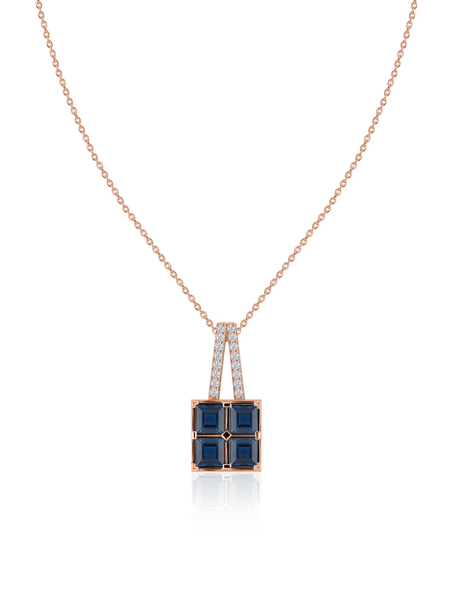 Blue Sapphire Gold Pendant With Chain