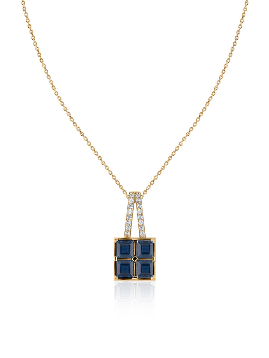 Blue Sapphire Gold Pendant With Chain