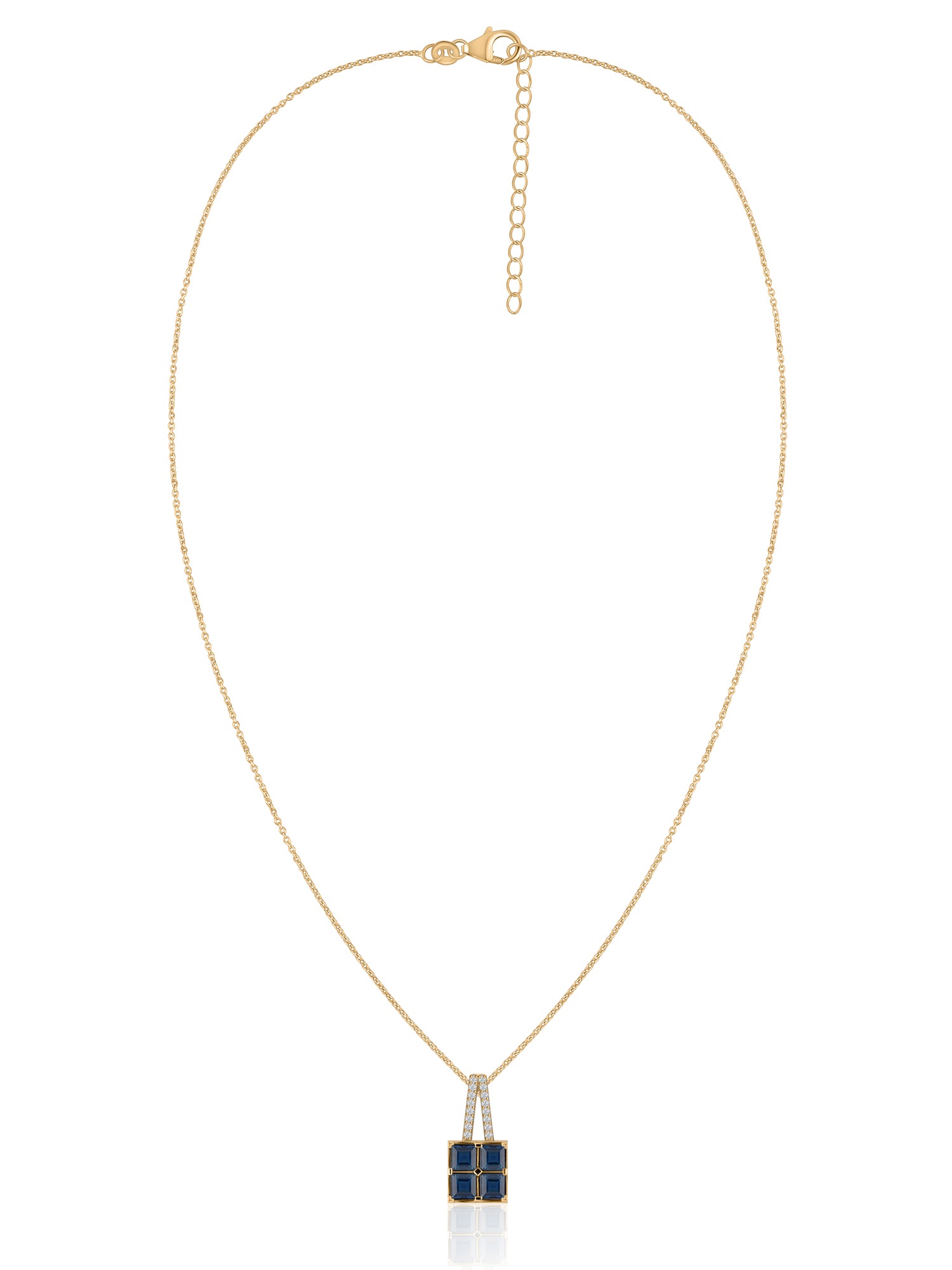 Blue Sapphire Gold Pendant With Chain