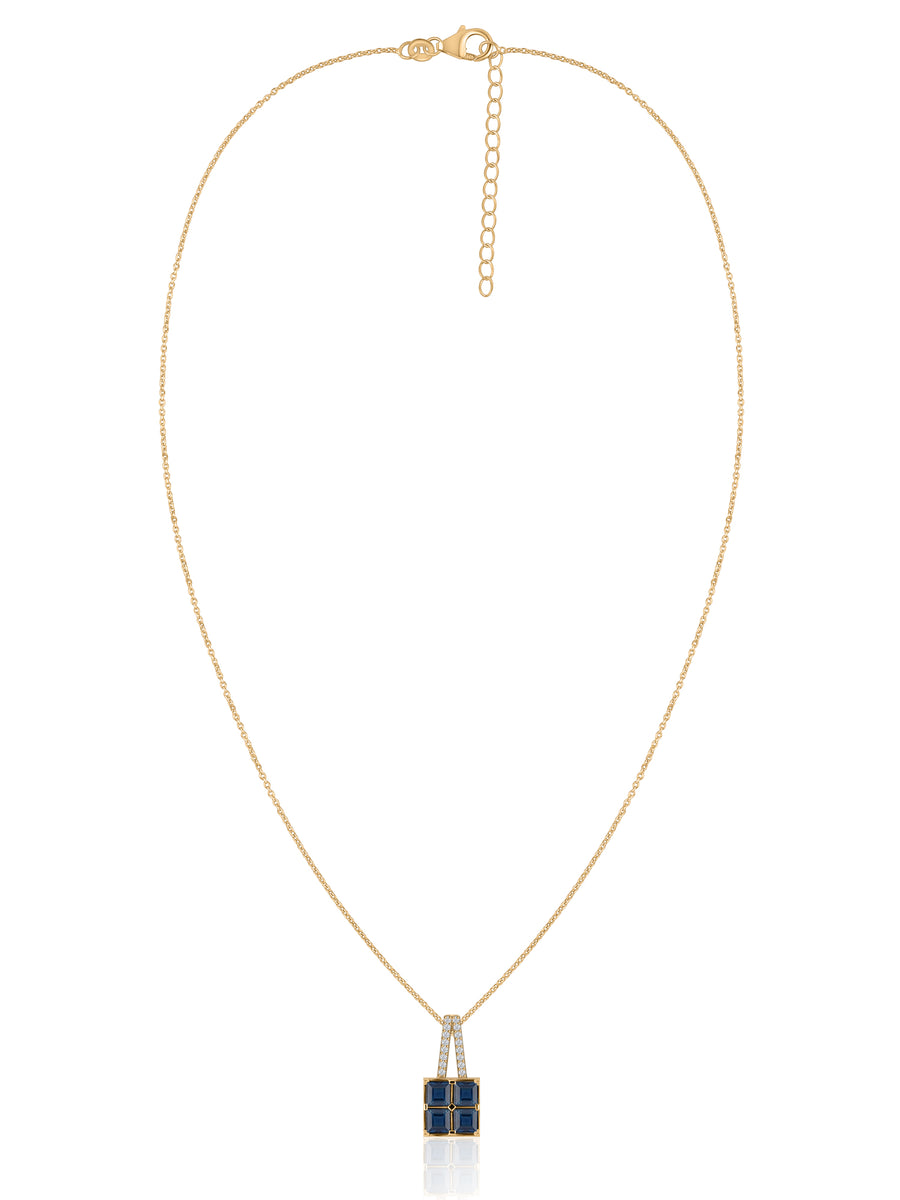Natural Blue Sapphire Gold Pendant With Chain