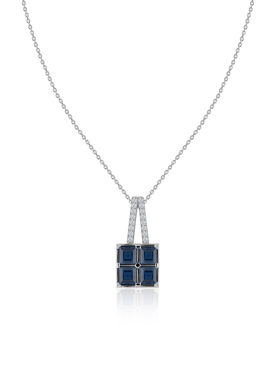 Blue Sapphire Gold Pendant With Chain