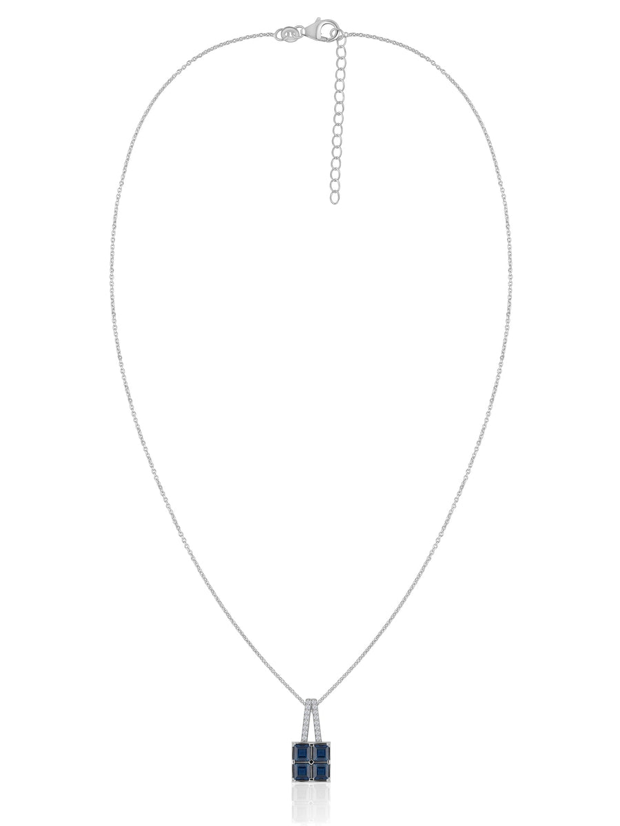 Blue Sapphire Gold Pendant With Chain