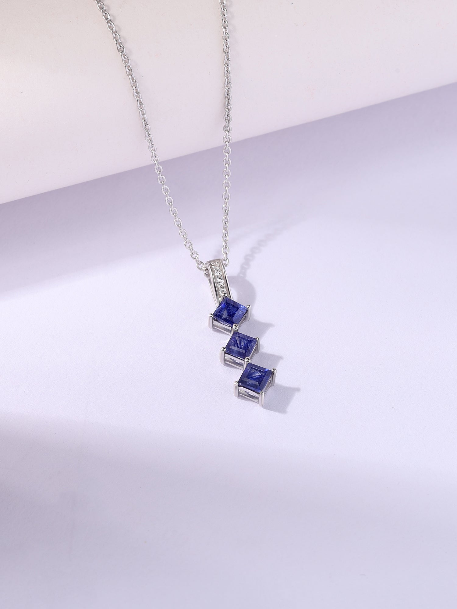 Midnight Cascade Sapphire Silver Pendant