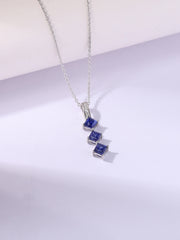 Midnight Cascade Sapphire Silver Pendant