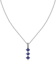 Midnight Cascade Sapphire Silver Pendant