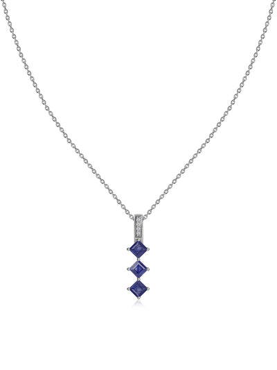 Midnight Cascade Natural Sapphire Silver Pendant