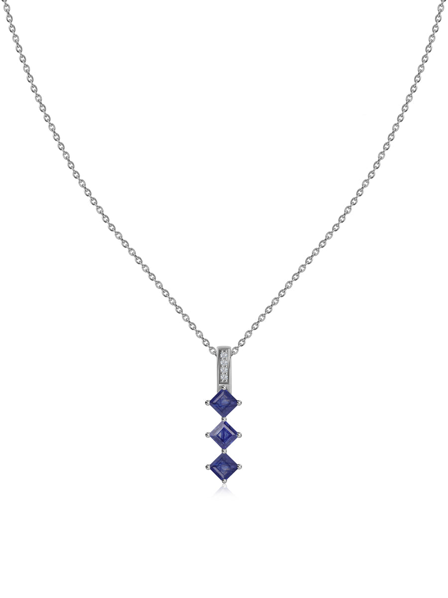 Midnight Cascade Sapphire Silver Pendant