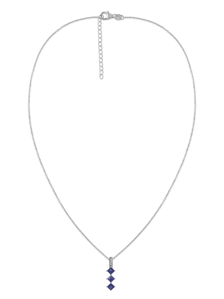 Midnight Cascade Sapphire Silver Pendant