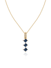 Cascading Blue Sapphires Gold Pendant With Chain