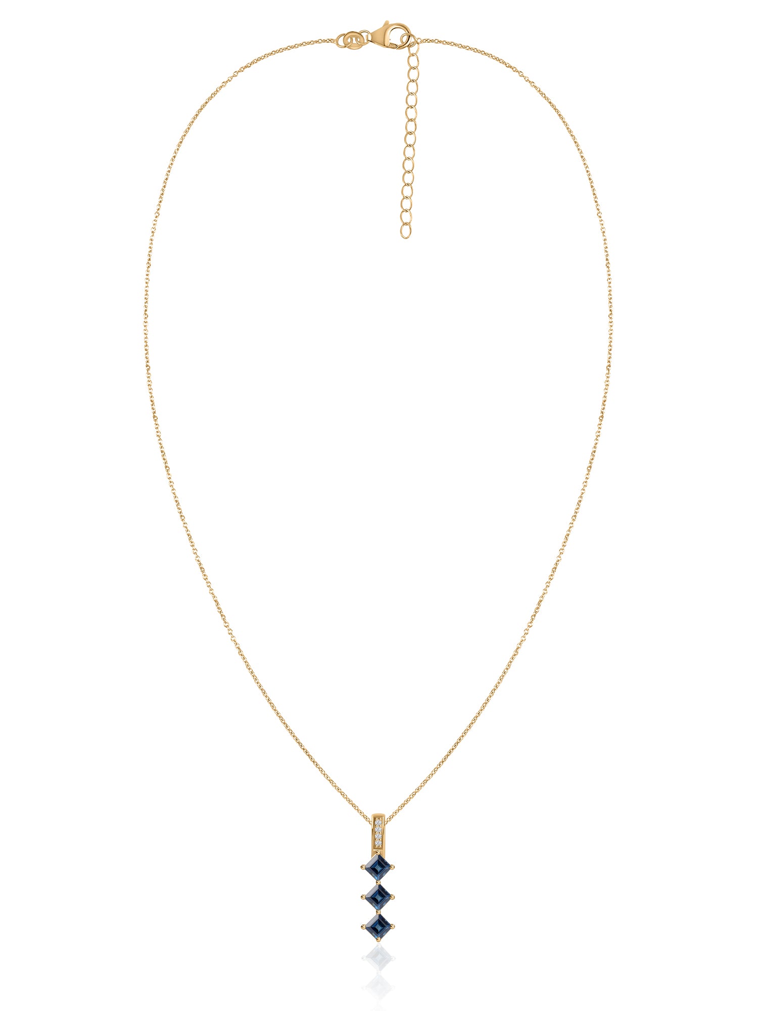 Cascading Blue Sapphires Gold Pendant With Chain