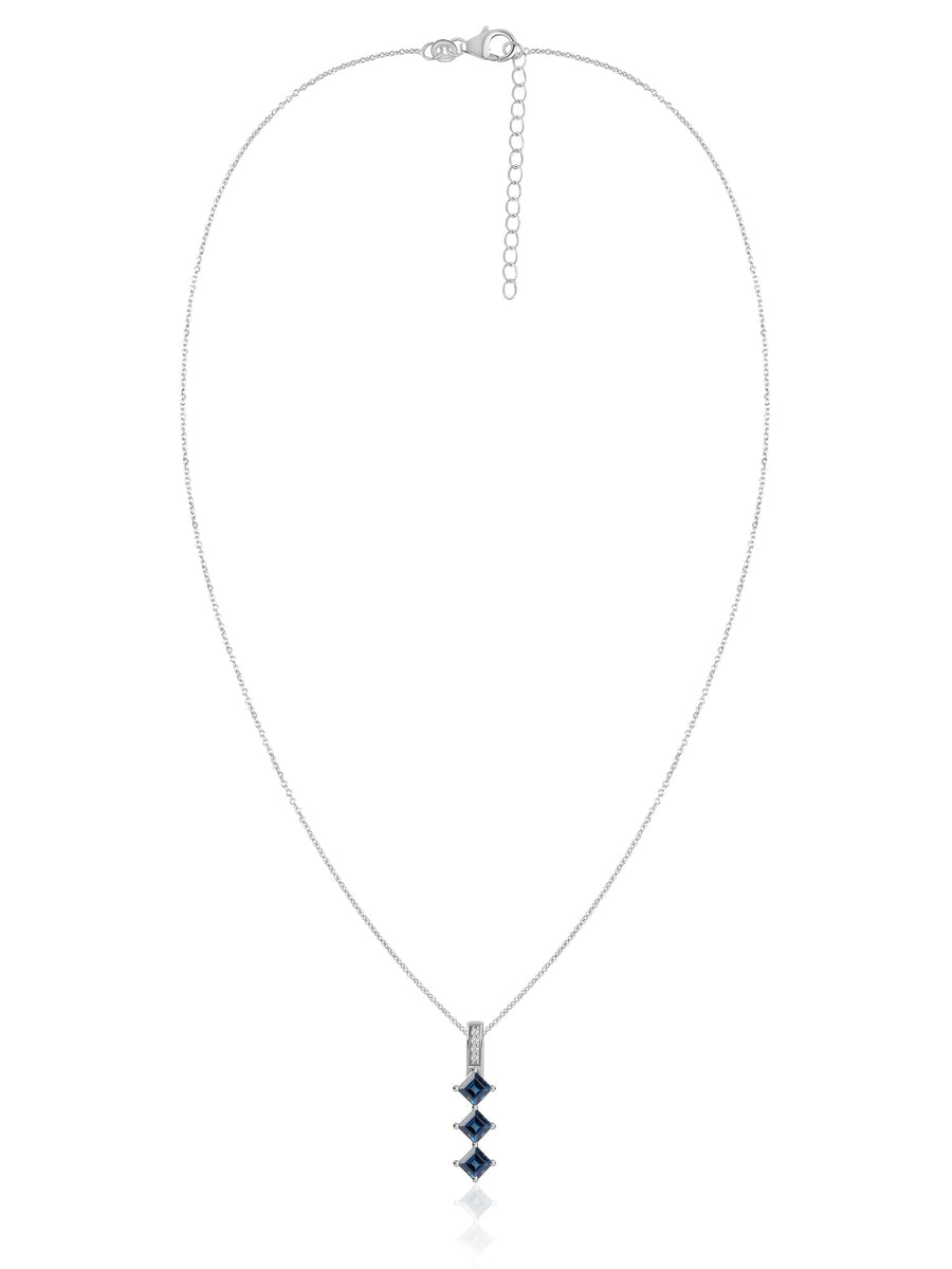Cascading Blue Sapphires Gold Pendant With Chain