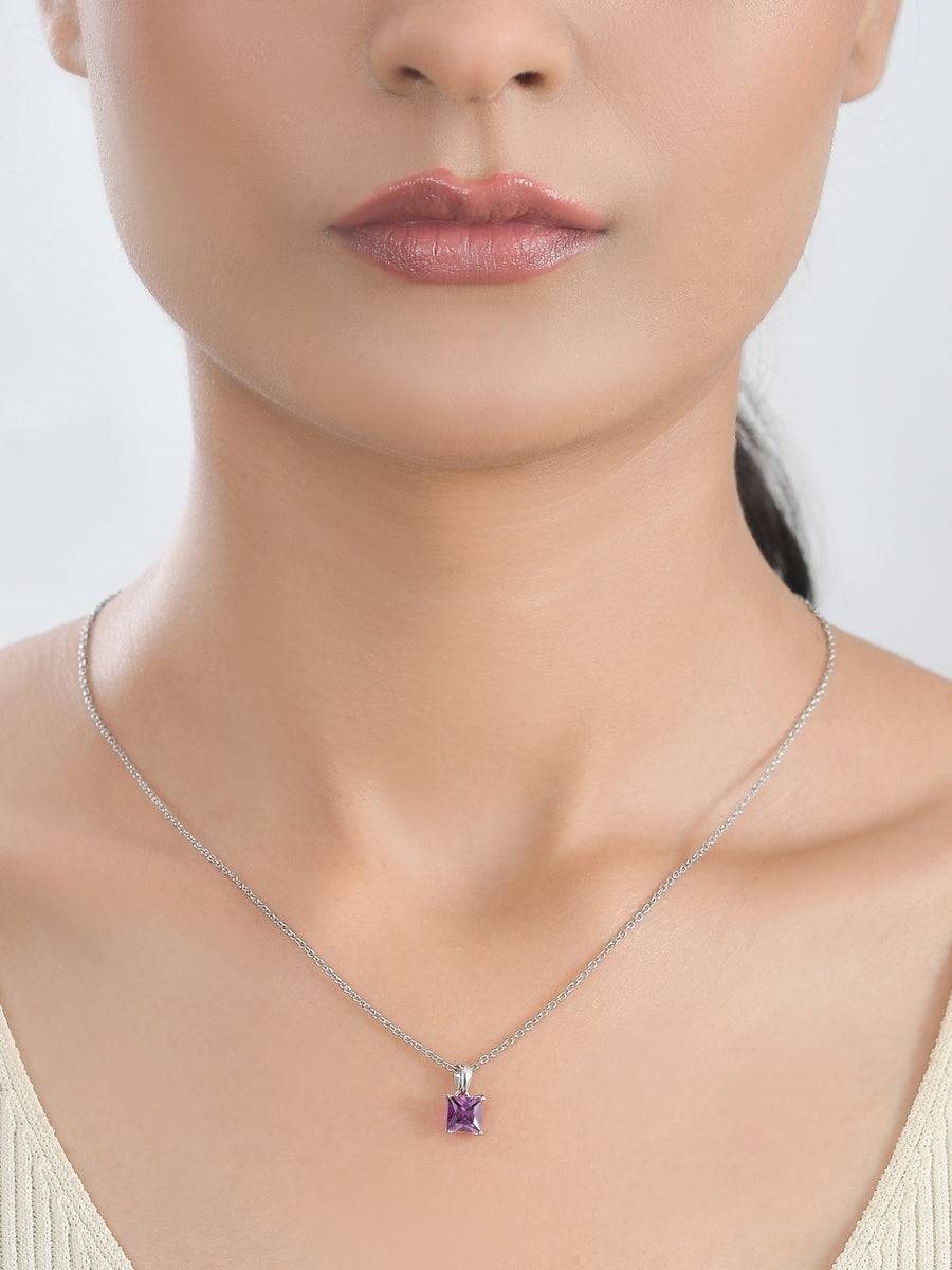 Princess Amethyst Pendant With Chain